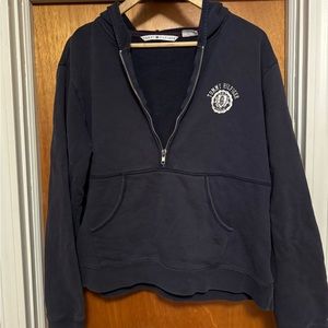 Tommy Hilfiger Half Zip Hoodies Navy Sz XL Kangaroo Pocket